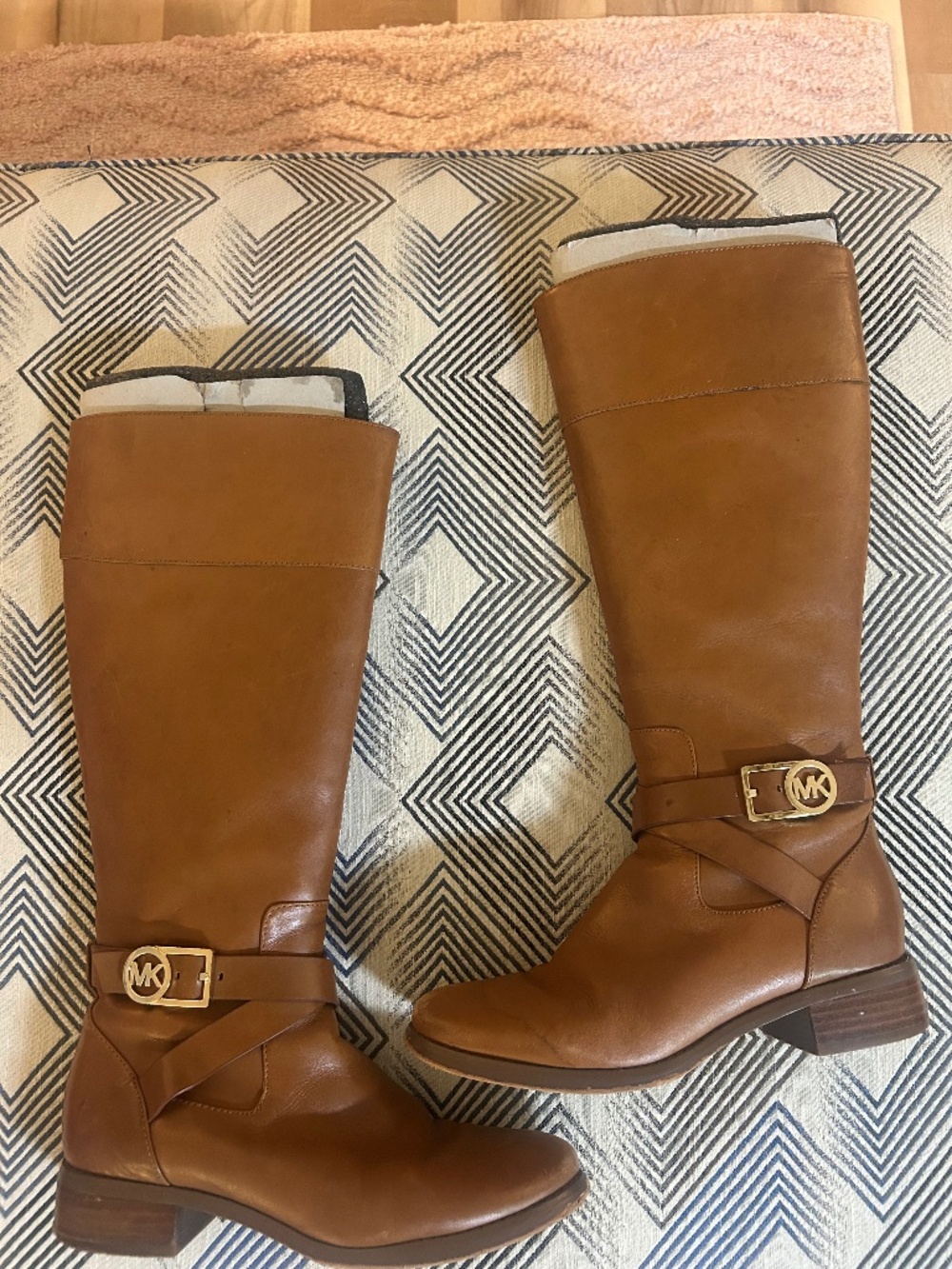 Michael Kors Bryce Cognac Leather Riding Boots Size 7.5